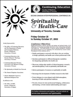 Spirituality and Health Care conference cover
